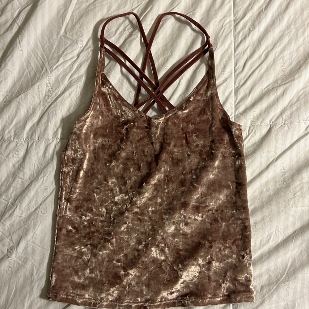American Eagle Pink Crushed Velvet Crop Top